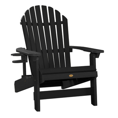 1 King Hamilton Folding and Reclining Adirondack Chair with 1 Easy-add Cup Holder Highwood USA Black 