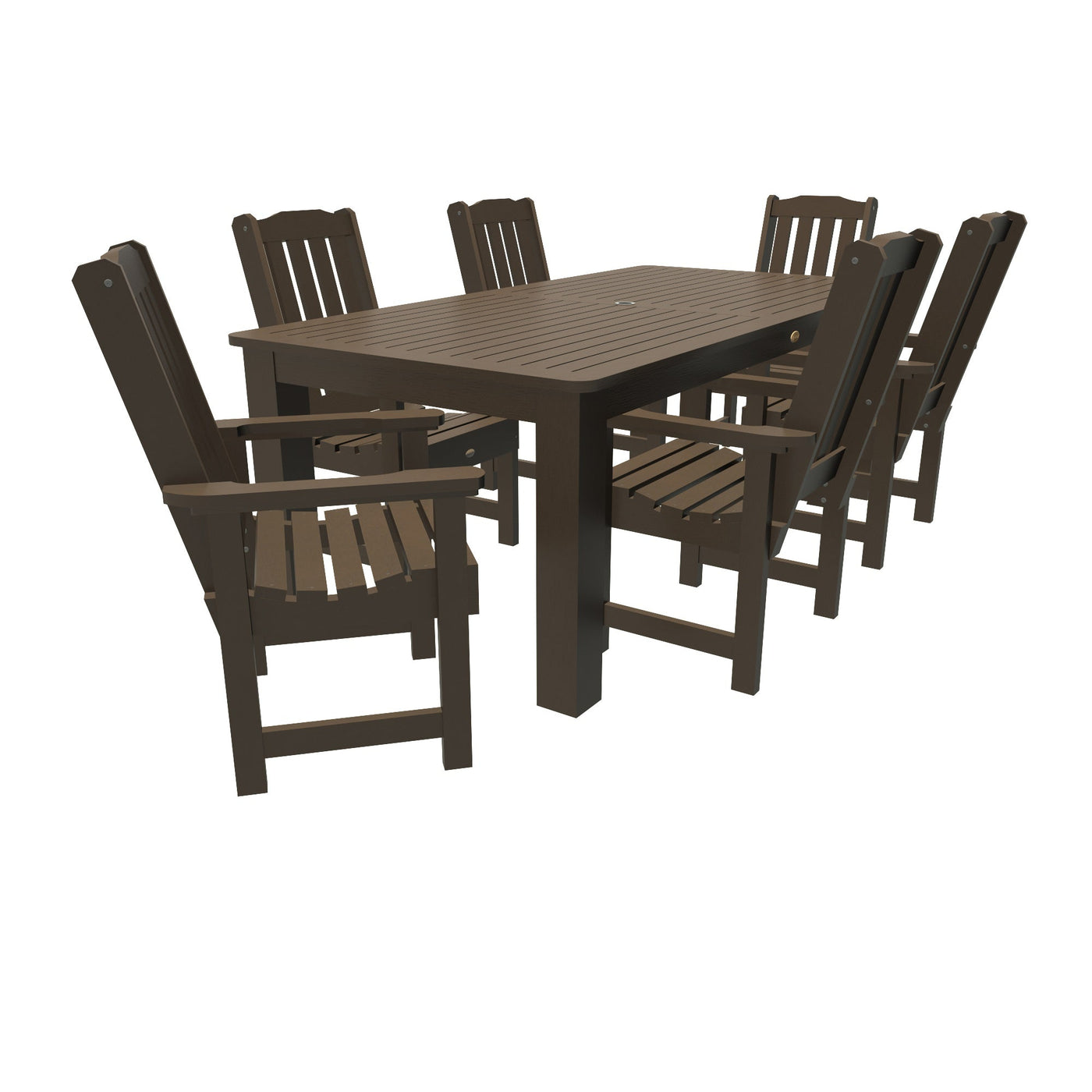 Lehigh 7pc Rectangular Outdoor Dining Set 42in x 84in - Dining Height Dining Highwood USA Weathered Acorn 