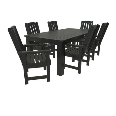 Lehigh 7pc Rectangular Outdoor Dining Set 42in x 84in - Dining Height Dining Highwood USA Black 