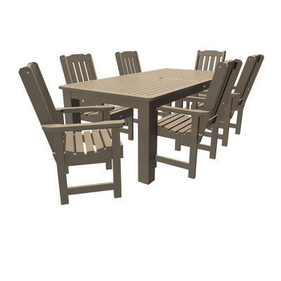 Lehigh 7pc Rectangular Outdoor Dining Set 42in x 84in - Dining Height Dining Highwood USA Woodland Brown 