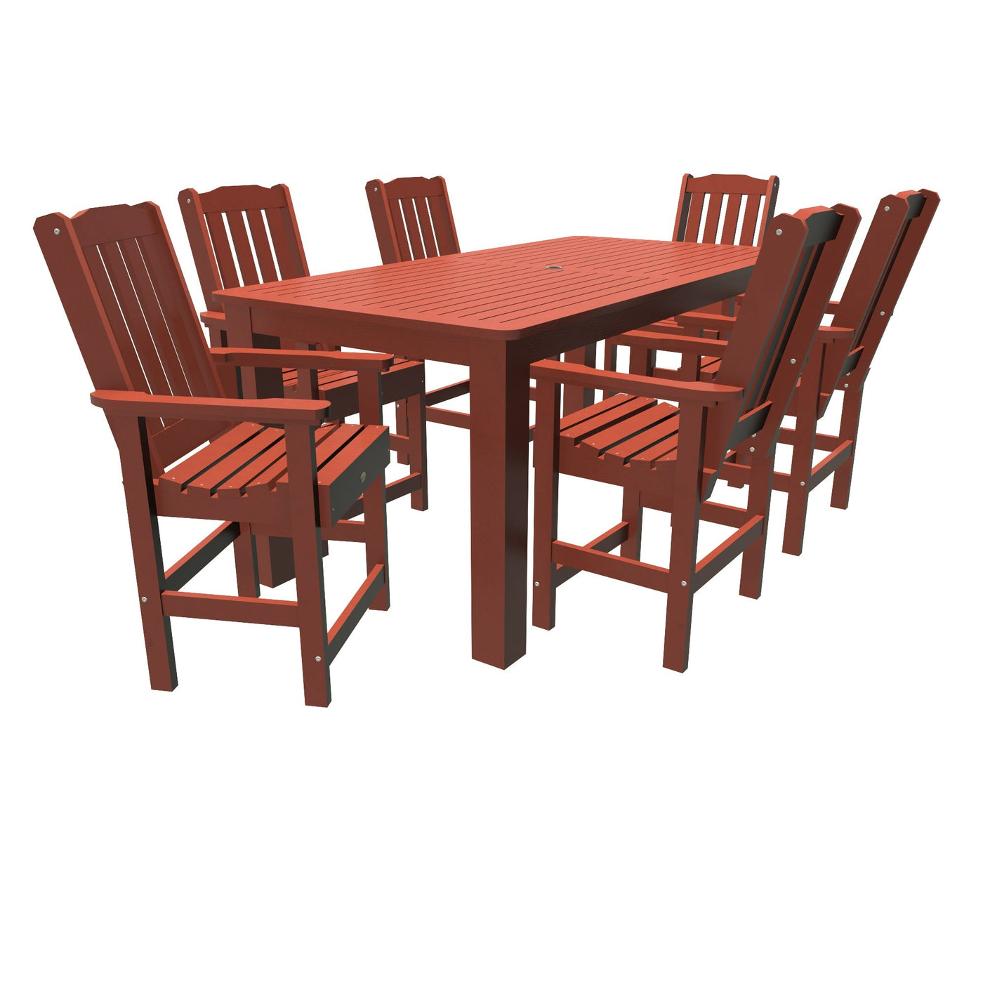 Lehigh 7pc Rectangular Outdoor Dining Set 42in x 84in - Counter Height Dining Highwood USA Rustic Red 
