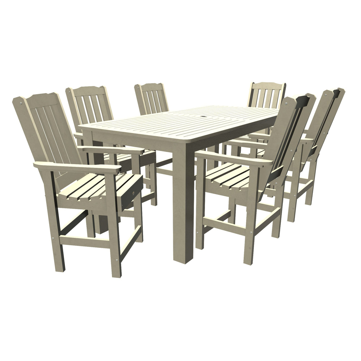 Lehigh 7pc Rectangular Outdoor Dining Set 42in x 84in - Counter Height Dining Highwood USA Whitewash 
