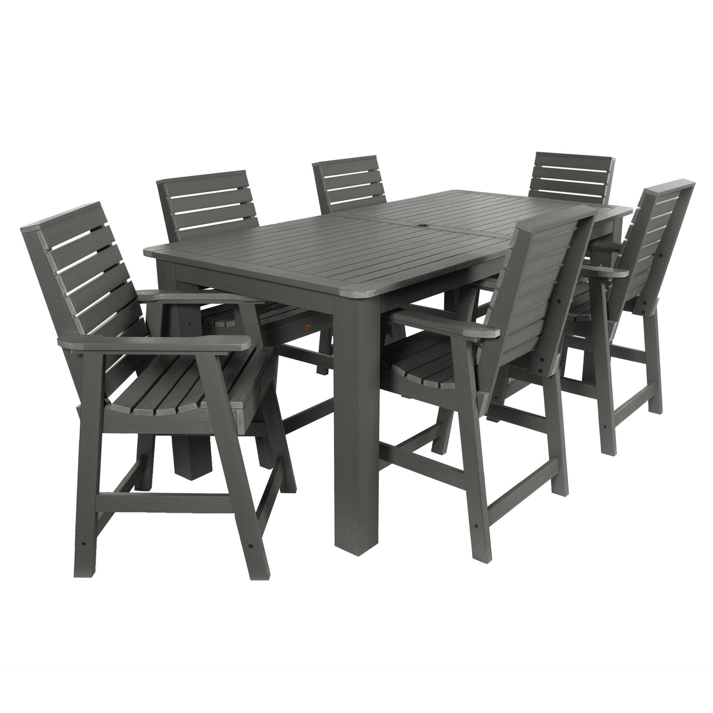 Weatherly 7pc Rectangular Outdoor Dining Set 42in x 84in - Counter Height Dining Highwood USA Coastal Teak 