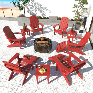 Cape Classic Adirondack, Side Table and Ottoman 12 pc Set Kitted Set Bahia Verde Outdoors