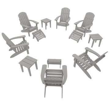 Cape Classic Adirondack, Side Table and Ottoman 12 pc Set Kitted Set Bahia Verde Outdoors Cove Gray