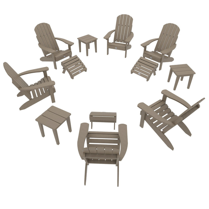 Cape Classic Adirondack, Side Table and Ottoman 12 pc Set Kitted Set Bahia Verde Outdoors Cabana Tan