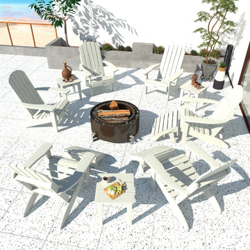 Cape Classic Adirondack, Side Table and Ottoman 12 pc Set Kitted Set Bahia Verde Outdoors