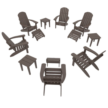 Cape Classic Adirondack, Side Table and Ottoman 12 pc Set Kitted Set Bahia Verde Outdoors Mangrove Brown