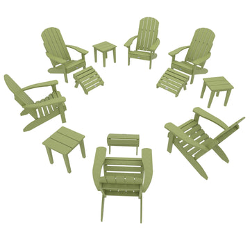 Cape Classic Adirondack, Side Table and Ottoman 12 pc Set Kitted Set Bahia Verde Outdoors Palm Green