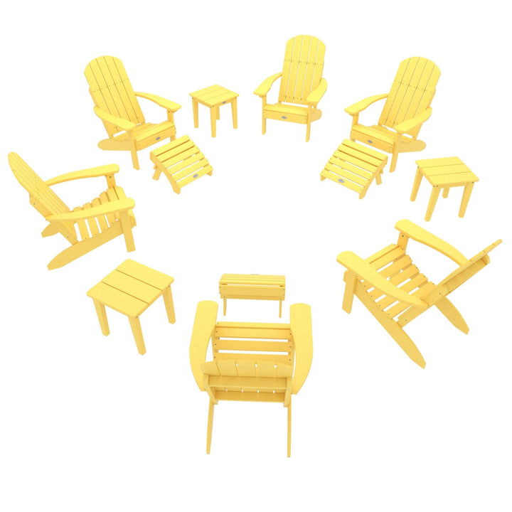 Cape Classic Adirondack, Side Table and Ottoman 12 pc Set Kitted Set Bahia Verde Outdoors Sunbeam Yellow