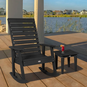 Riverside Rocking Chair and Side Table 2pc Set Kitted Set Bahia Verde Outdoors