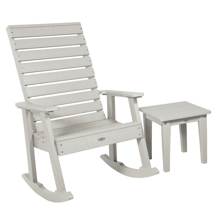 Riverside Rocking Chair and Side Table 2pc Set Kitted Set Bahia Verde Outdoors Cove Gray