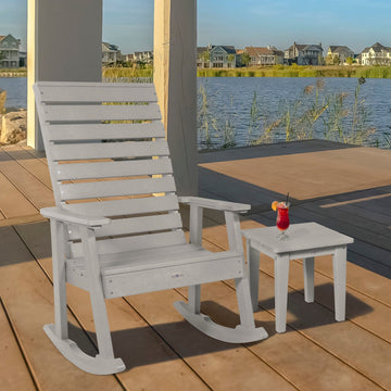 Riverside Rocking Chair and Side Table 2pc Set Kitted Set Bahia Verde Outdoors