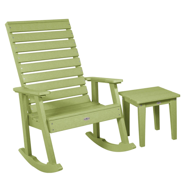Riverside Rocking Chair and Side Table 2pc Set Kitted Set Bahia Verde Outdoors Palm Green