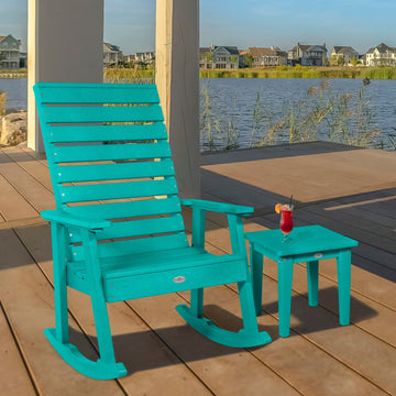 Riverside Rocking Chair and Side Table 2pc Set Kitted Set Bahia Verde Outdoors