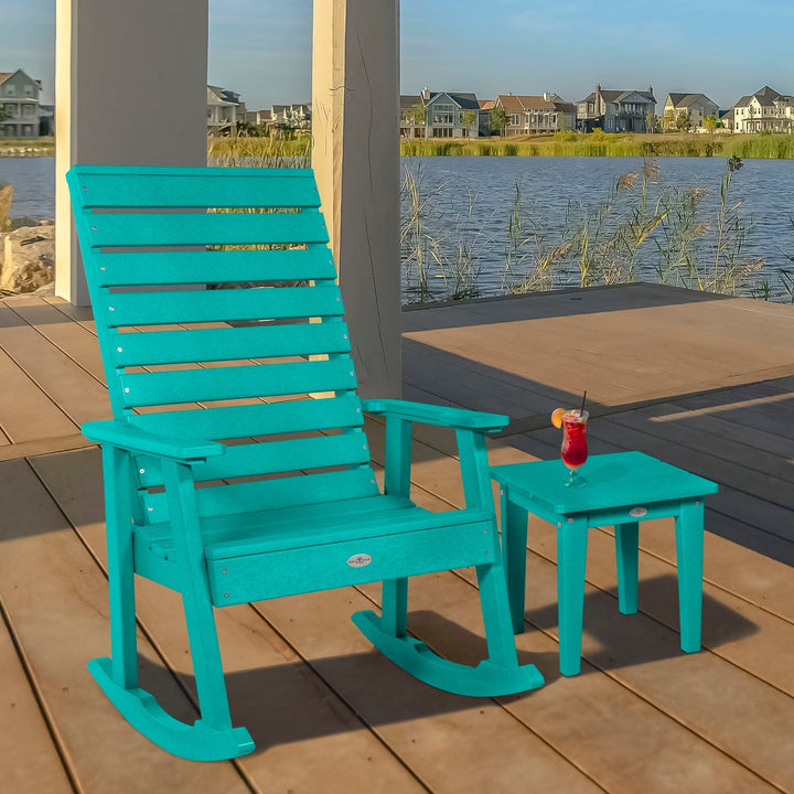 Riverside Rocking Chair and Side Table 2pc Set Kitted Set Bahia Verde Outdoors