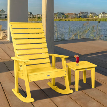 Riverside Rocking Chair and Side Table 2pc Set Kitted Set Bahia Verde Outdoors