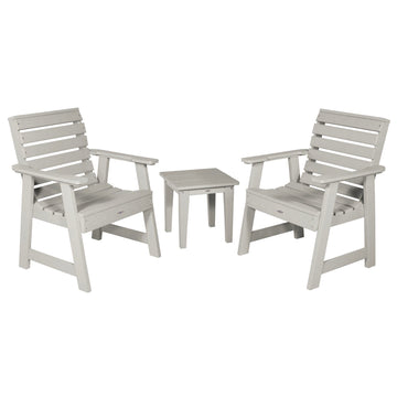 Two Riverside Garden Chairs and Side Table Set Kitted Set Bahia Verde Outdoors Cove Gray