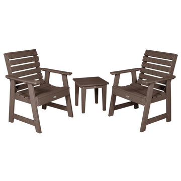 Two Riverside Garden Chairs and Side Table Set Kitted Set Bahia Verde Outdoors Mangrove Brown