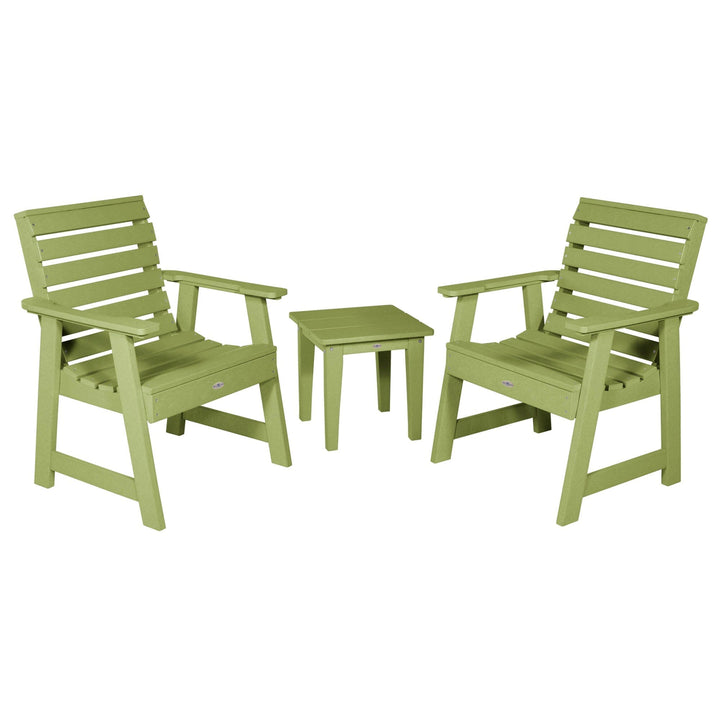 Two Riverside Garden Chairs and Side Table Set Kitted Set Bahia Verde Outdoors Palm Green
