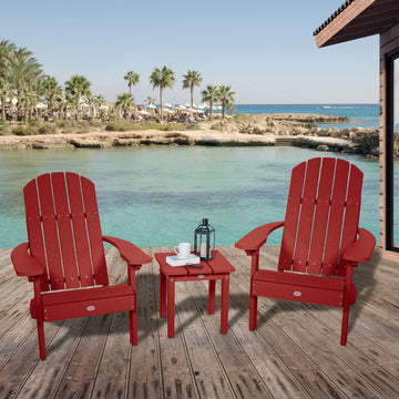 Two Cape Classic Adirondack Chairs and Side Table Set Kitted Set Bahia Verde Outdoors