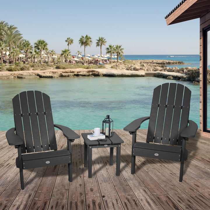 Two Cape Classic Adirondack Chairs and Side Table Set Kitted Set Bahia Verde Outdoors