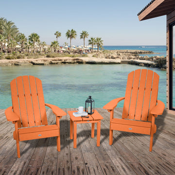 Two Cape Classic Adirondack Chairs and Side Table Set Kitted Set Bahia Verde Outdoors