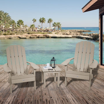 Two Cape Classic Adirondack Chairs and Side Table Set Kitted Set Bahia Verde Outdoors