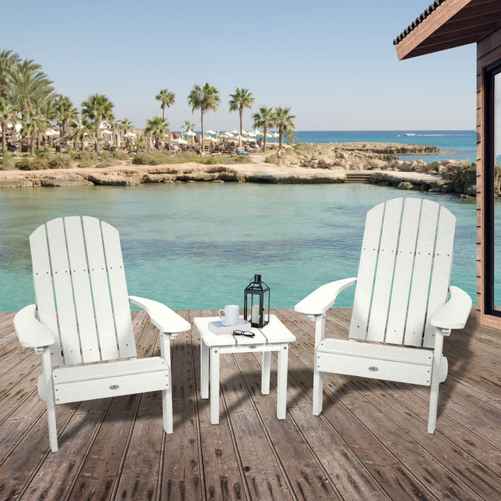 Two Cape Classic Adirondack Chairs and Side Table Set Kitted Set Bahia Verde Outdoors