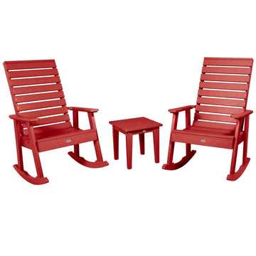 Riverside Rocking Chair and Side Table 3pc Set Kitted Set Bahia Verde Outdoors Boathouse Red