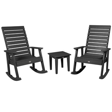 Riverside Rocking Chair and Side Table 3pc Set Kitted Set Bahia Verde Outdoors Black Sand