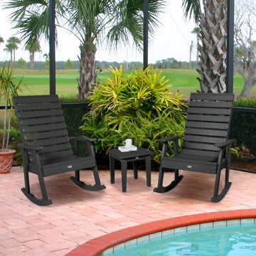 Riverside Rocking Chair and Side Table 3pc Set Kitted Set Bahia Verde Outdoors