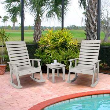 Riverside Rocking Chair and Side Table 3pc Set Kitted Set Bahia Verde Outdoors