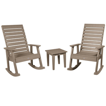 Riverside Rocking Chair and Side Table 3pc Set Kitted Set Bahia Verde Outdoors Cabana Tan