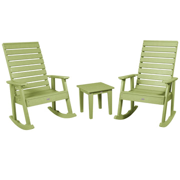 Riverside Rocking Chair and Side Table 3pc Set Kitted Set Bahia Verde Outdoors Palm Green