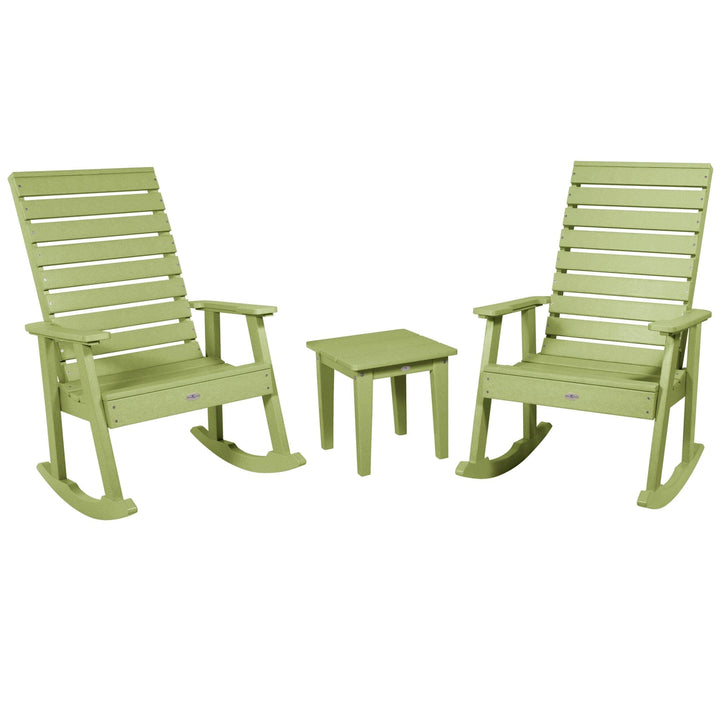 Riverside Rocking Chair and Side Table 3pc Set Kitted Set Bahia Verde Outdoors Palm Green