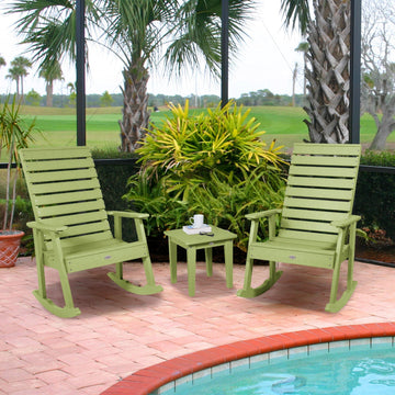 Riverside Rocking Chair and Side Table 3pc Set Kitted Set Bahia Verde Outdoors