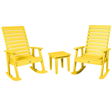 Riverside Rocking Chair and Side Table 3pc Set Kitted Set Bahia Verde Outdoors Sunbeam Yellow