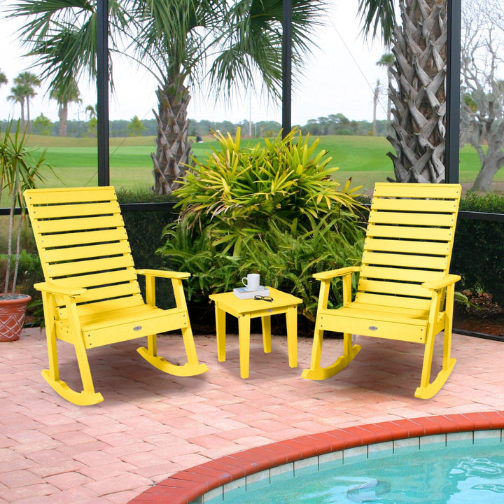 Riverside Rocking Chair and Side Table 3pc Set Kitted Set Bahia Verde Outdoors