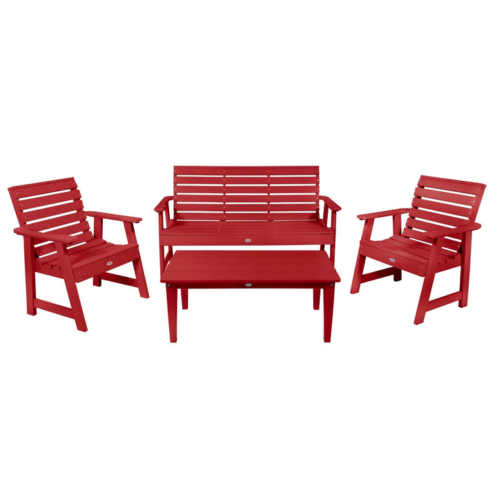 Riverside Garden Bench 5ft, 2 Garden Chairs and Conversation Table Set Kitted Set Bahia Verde Outdoors Boathouse Red