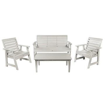 Riverside Garden Bench 5ft, 2 Garden Chairs and Conversation Table Set Kitted Set Bahia Verde Outdoors Cove Gray