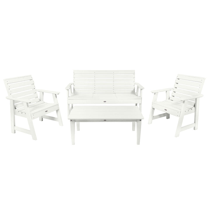 Riverside Garden Bench 5ft, 2 Garden Chairs and Conversation Table Set Kitted Set Bahia Verde Outdoors Coconut White