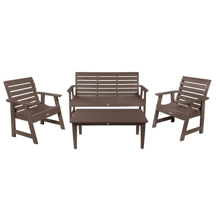 Riverside Garden Bench 5ft, 2 Garden Chairs and Conversation Table Set Kitted Set Bahia Verde Outdoors Mangrove Brown