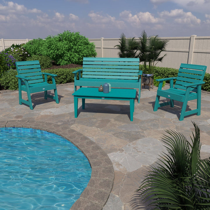 Riverside Garden Bench 5ft, 2 Garden Chairs and Conversation Table Set Kitted Set Bahia Verde Outdoors