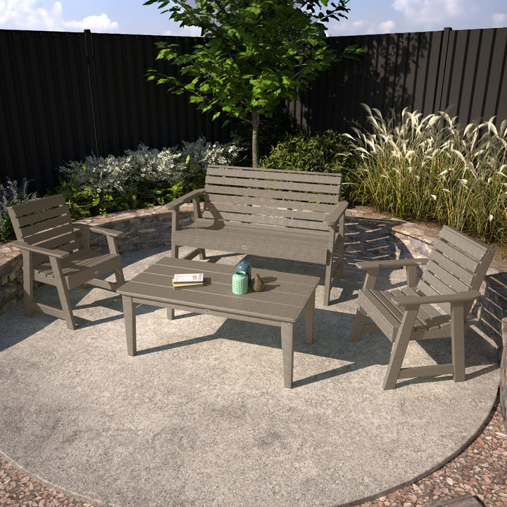 Riverside Garden Bench 4ft, 2 Garden Chairs, and Conversation Table Set Kitted Set Bahia Verde Outdoors