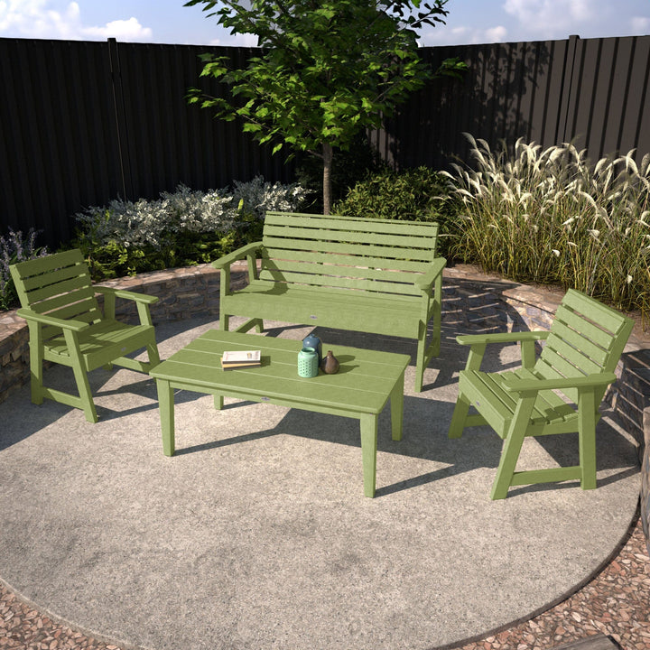 Riverside Garden Bench 4ft, 2 Garden Chairs, and Conversation Table Set Kitted Set Bahia Verde Outdoors