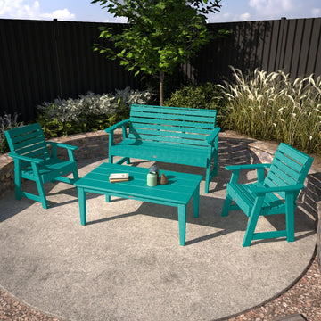 Riverside Garden Bench 4ft, 2 Garden Chairs, and Conversation Table Set Kitted Set Bahia Verde Outdoors