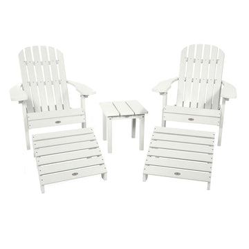 2 Cape Folding Adirondacks, 2 Ottomans, and 1 Side Table Kitted Set Bahia Verde Outdoors Coconut White