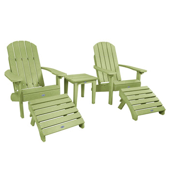 Two Cape Classic Adirondack Chairs, Side Table and Ottoman 5 pc Set Kitted Set Bahia Verde Outdoors Palm Green