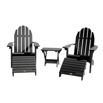 2 Essential Adirondack Chairs with Folding Side Table & 2 Folding Ottomans ELK OUTDOORS® Abyss